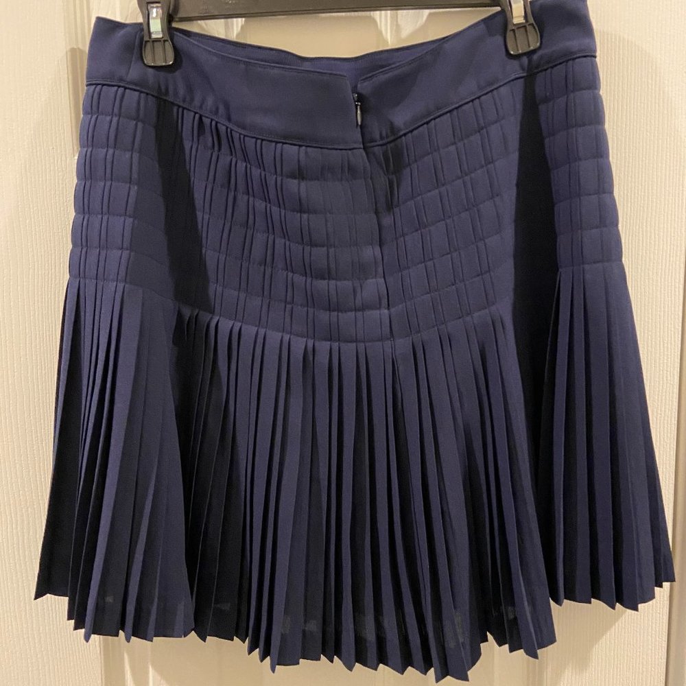 Navy J Crew Pleated Skirt